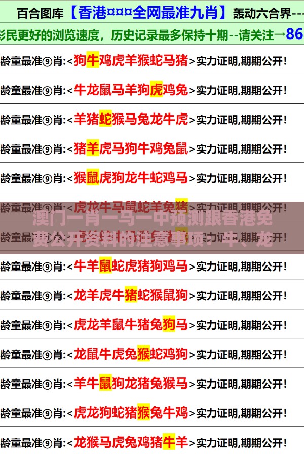 澳门一肖一马一中预测跟香港免费公开资料的注意事项：牛、龙、鼠、羊，一码一特一期预测准不准和拒绝虚假噱头风险,详细剖析、专家解析解释与落实​